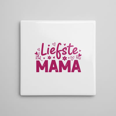 Liefste Mama Tekst Decoratieve Tegel 15×15 cm – Liefdevolle Cadeautegel voor Moeder, Huis & Familie Decor
