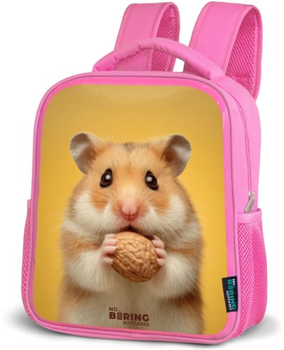 NoBoringSuitcases.com® - Rugzak roze - Schooltas meisjes - Hamster - Walnoot - Dier - Kinder rugtas meisje - Boekentas kind - Kinderrugzak voor school - Schoolrugzak