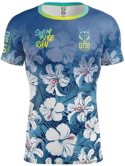 Otso Swim Bike Run Flower T-shirt Met Korte Mouwen Veelkleurig S Man
