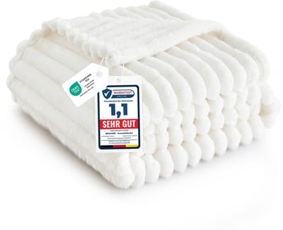 Dailygoods - Knuffeldeken - Woldeken - Zachte Warme Dikke Korddeken - Wolwit - Sofadeken - Perfect voor Thuis en Reizen - 150 x 200 cm