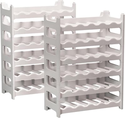 Stapelbaar Wijnrek voor 72 Flessen - Modulair Flessenrek voor Kelder en Opslag - Licht en Robuust Granietgrijs