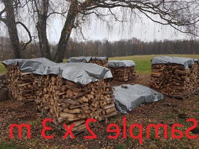 Extra sterk zilver 210 g-m2 grondzeil met metalen ringen - 3 x 5 m - waterdichte hoes - buitenactiviteiten