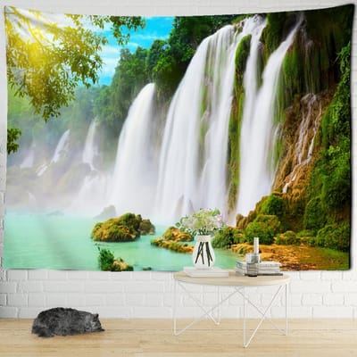 Landschap Strand Raam Schilderij Wandtapijt Muur Hangend 3d Print Boho Tropisch Hippie Tapiz Woondecoratie 95x70cm white