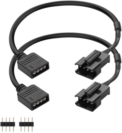 2 Stuks 0,3 m 4-pins RGB naar SM Stekker Verlengkabel, 12 V Adresseerbare RGB Verlengkabel voor PC Ventilator en LED Verlichting