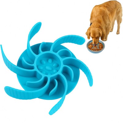 BOTC Anti Schrokbak Hond - Voerbak Hond - 11 cm - Slow Feeder - Blauw