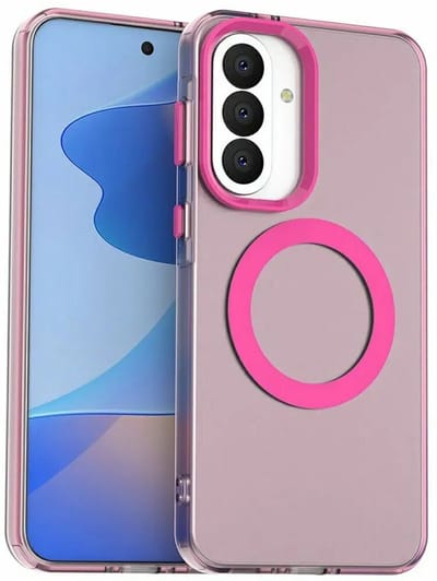 MagSafe Compatibel Backcover Hoesje Geschikt voor Samsung Galaxy A37 - Roze & Semi-Transparant Design - Stijlvol & Goede Bescherming