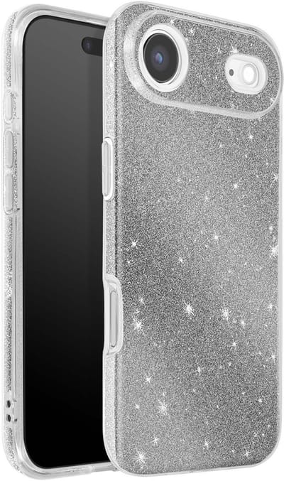 YPCd – Glitter Hoesje Geschikt voor Apple iPhone Air – Zilver – Luxe Sparkle Backcover – Siliconen Case met Schokbescherming & Verhoogde Randen