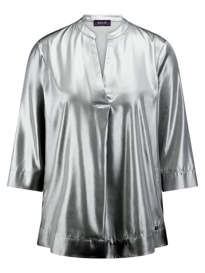 Blouse opstaande kraag Van BASLER zilverkleur