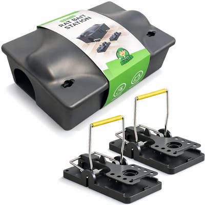 VerminBuster Rattenvoerdoos Multibox + 2 Rattenvallen - Inclusief Slot - Effectief en Veilig- Rattenvoerkist - Lokdoos