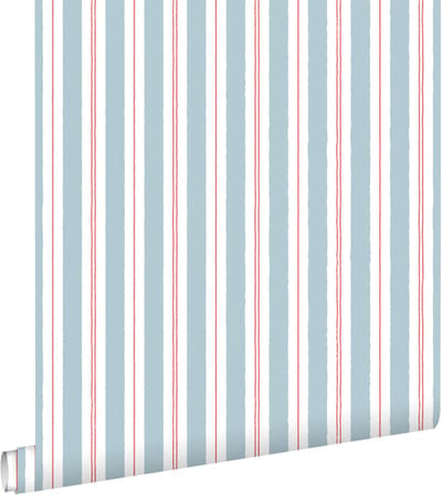 ESTAhome behang strepen blauw en rood - 50 x 900 cm - 131960