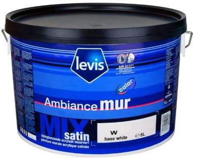 Levis Ambiance Mur Satin - Hoogwaardige satijn muurverf - Muren, plafonds , keuken, badkamer - Waterbasis - 5 L - RAL 9010 Pure White ( gebrokenwit)