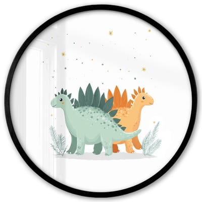 Poster in lijst Rond - Fotolijst 40x40 cm - Posters - Planten - Sterren - Dinosaurussen - Oranje - Ronde posterlijst zwart - Decoratie - Wanddecoratie woonkamer - Muurdecoratie slaapkamer
