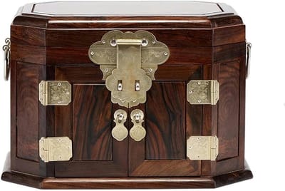 Sieradendoos Palissanderhout - Houten Organizer - Sieraden Opbergen - Meerlaags Ontwerp - 26x20x19.5 cm - Bruin