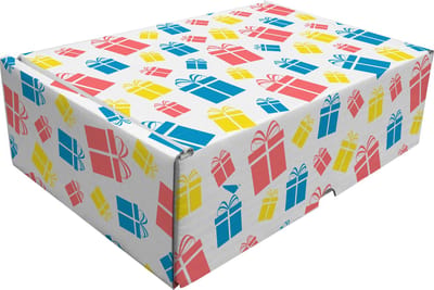 Raadhuis cadeaupakketdoos 3 - pakjes dessin - 24x17x8cm - 5 stuks
