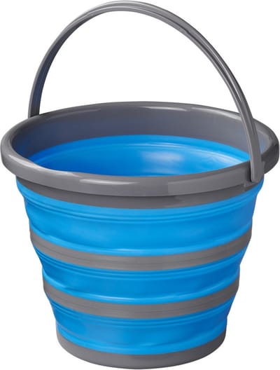 Opvouwbare/inklapbare emmer blauw/grijs - 10 liter - Vis emmers - Camping emmer - Strand emmers opvouwbaar