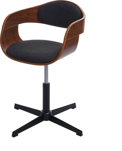 Bureaustoel MCW-H46, bureaustoel, in hoogte verstelbaar draaimechanisme gebogen hout MVG ~ walnoot look, donkergrijze stof