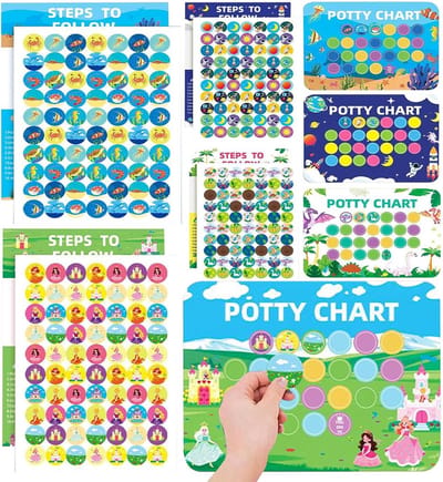 Zindelijkheidstraining Grafiek - Beloningskaart Kinderen - Goede Gewoonten Aanleren - Herbruikbare Stickers - 4 Stuks - Meerdere Thema's