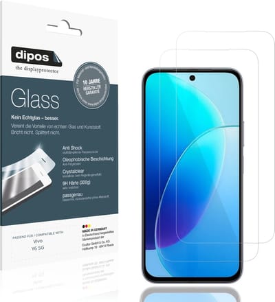 dipos – 2x Pantserfolie geschikt voor Vivo Y6 5G | 9H Screenprotector