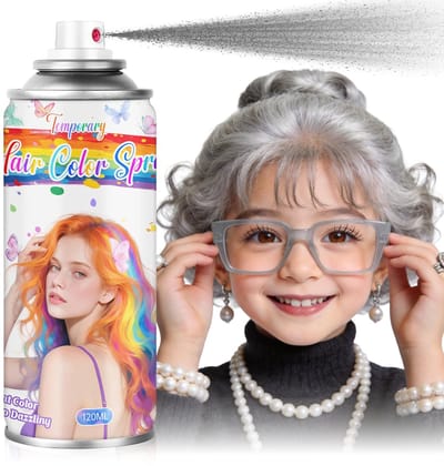 Dailygoods- Haarverfspray Wasbaar - Haarkleuring voor Kinderen - Niet-klevende Haarwax - Halloween/Cosplay - 120 ml - Grijs - Haarkleur