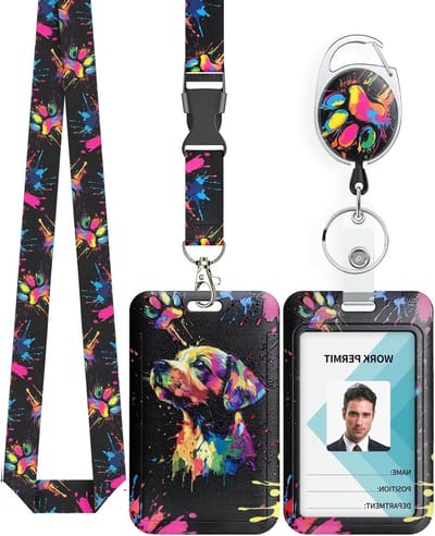 Fashionable Honden Sliding Case met Plastic Bescherming, Oprolmechanisme, Carabiner en Verwijderbare Koord, Verticale Kaartbeschermer