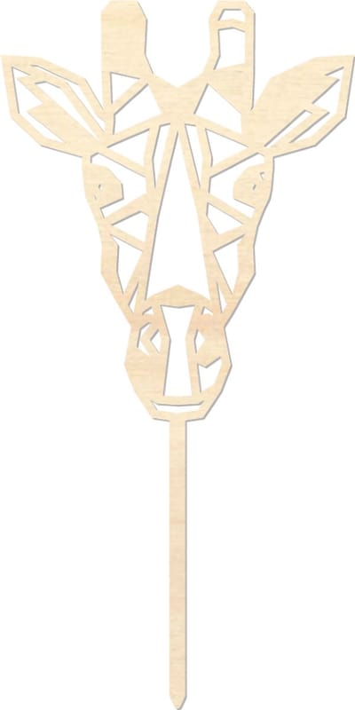 Houten caketopper / taarttopper - Giraffe - Taart / Cake topper op bestelling gemaakt