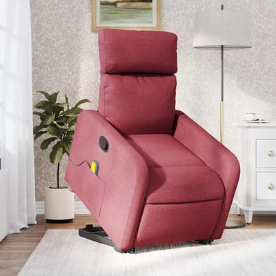 vidaXL - Sta-op - relaxstoel - stof - wijnrood