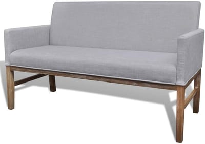 Gestoffeerde Bank - Zitbank Comfortabel - Woonkamer Kantoor - Robuust Houten Frame - 140 x 65 x 85 cm - Lichtgrijs