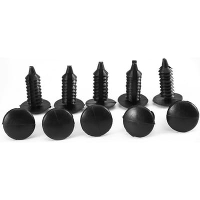 Rivets universels en nylon noir 100x Attaches Retenue de pare-chocs Clips en plastique pour voiture black