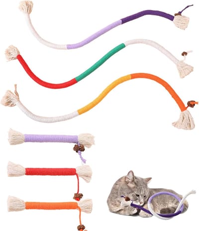 Cat Bite Rope - 6 Stukken - Kat Speelgoed - Kauwspeeltje - Tandheelkundige Zorg - Slechte Adem Combat