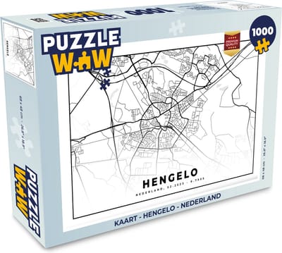 Puzzel Kaart - Hengelo - Nederland - Legpuzzel - Puzzel 1000 stukjes volwassenen