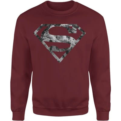 Marble Superman Logo Sweatshirt - Burgundy - S