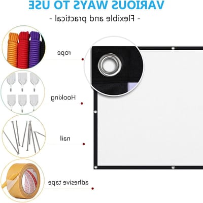 Grote 150 Inch HD Projectiescherm voor Buiten - Opvouwbaar en Draagbaar Scherm met Haak en Touw voor Thuis, School, Vergaderingen en Kamperen