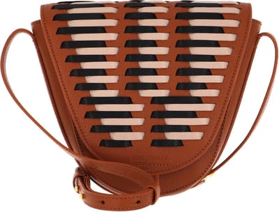 COCCINELLE Leren Schoudertas Josephine Infilature Crossbody Mult. Caramel Bruine Veelkleurig