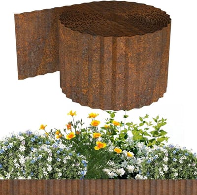 Tuin Border Afscheiding - Tuinrand Afrastering - Landschap Verfraaien - Flexibel Gegolfd Metaal - 10 Meter - Roestkleur