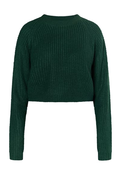 Mymo Gebreide cropped trui Dames donkergroen