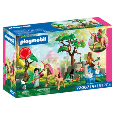 PLAYMOBIL Fantasie & Magie Feeënuitje | 2 Feeën, Eenhoornfamilie & Joyling met Edelsteengrot | Stimuleert Creativiteit | Kinderspeelgoed voor kinderen vanaf 4 jaar | 72067