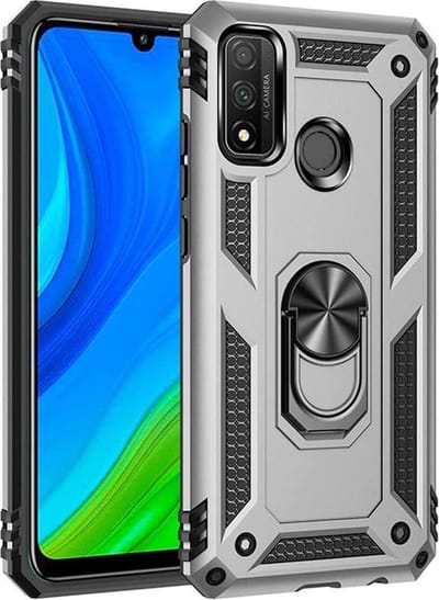 Anti-Shock Hybrid Ring Armor Hoesje Geschikt voor: Samsung Galaxy A21S - zilver