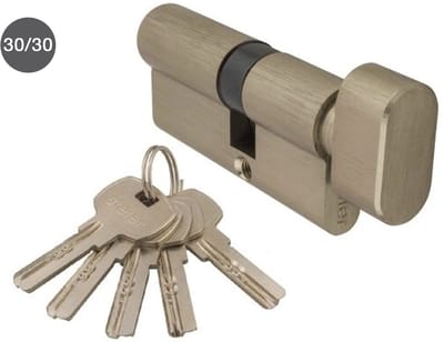 Steier knopcilinder nikkel 30/30 - incl. 5 keersleutels - deurcilinder met knop