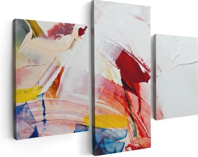 Artaza Canvas Schilderij Drieluik Abstracte Kunst van Verf Kleuren - 90x60 - Foto Op Canvas - Canvas Print
