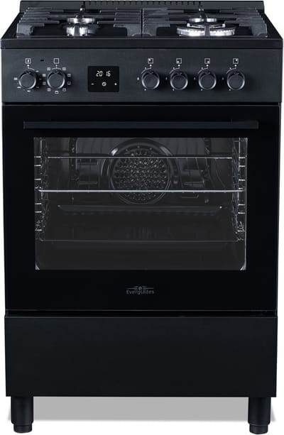 Everglades EVCK6050 Pro - Gasfornuis - 60CM - Pro Line - Digitale Timer - Gietijzeren Pannendragers - Hete Lucht Oven - 5 Jaar Garantie