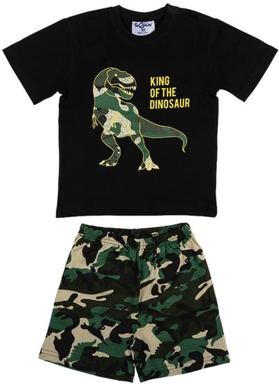 Fun2Wear - Dino Shortama Kinderen | Zwart - Katoen - Maat 92
