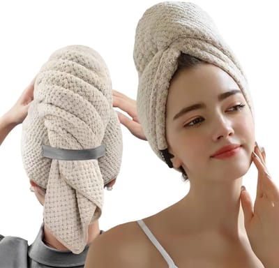 Dailygoods- Haarhanddoek Microvezel - Absorberend - Sneldrogend - Elastische Band - Anti-kroes - Duurzaam - 100 x 60 cm - Haarturban