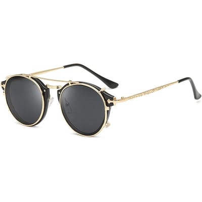 Clip On Zonnebrillen Mannen Steampunk Vrouwen Mode Brillen Vintage Retro Mode Zonnebrillen Oculos UV400 gray