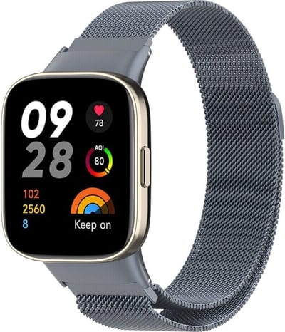 Milanees Smartwatch bandje - Geschikt voor Redmi Watch 3 Milanese band - space grey - Strap-it Horlogeband / Polsband / Armband