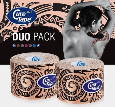 CureTape® Art Tattoo - Voordeelset 2 rollen kinesiotape 5cm x 5 m met print - FysioTape - CureTape met printjes Tattoo - Kinesiotape - Voor blessurebehandeling en klachten