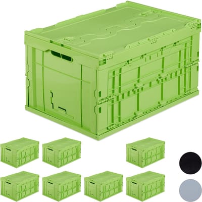 8x vouwkrat professioneel - groen - boodschappenkrat - stapelbaar - 60 L