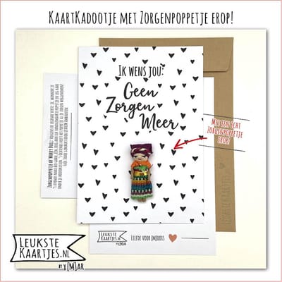 Kaartkadootje -> Zorgenpoppetje / Worry Doll - No:01 (Geen zorgen meer-Hartjes) - LeuksteKaartjes.nl by xMar