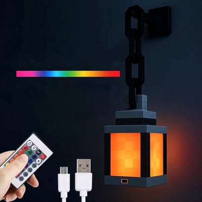 MDUG Pixellantaarn nachtlampje - Zwart - 16-kleuren LED wandlamp sfeerverlichting - Met afstandsbediening - Geschikt voor slaapkamer, speelkamer en kinderkamer decoratie