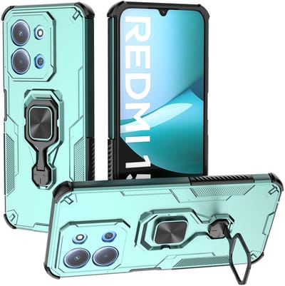 MobyDefend Hoesje - Geschikt voor Xiaomi Redmi 15C 4G - Dubbelgelaagde Pantsercase Met Standaard - Turquoise