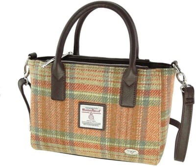 Handtas Brora Oranje Stewart - Ritssluiting - Draagband - Harris Tweed - Glen Appin of Scotland